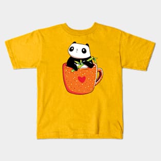 Cute Coffee Panda Kids T-Shirt